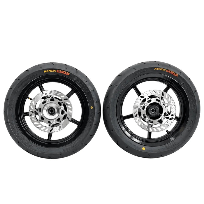 12" Supermoto Wheel Kit - Tuttio Soleil 01 / RTR / Yozma IN10 / Heybike - 110/70-12 Street Tires."